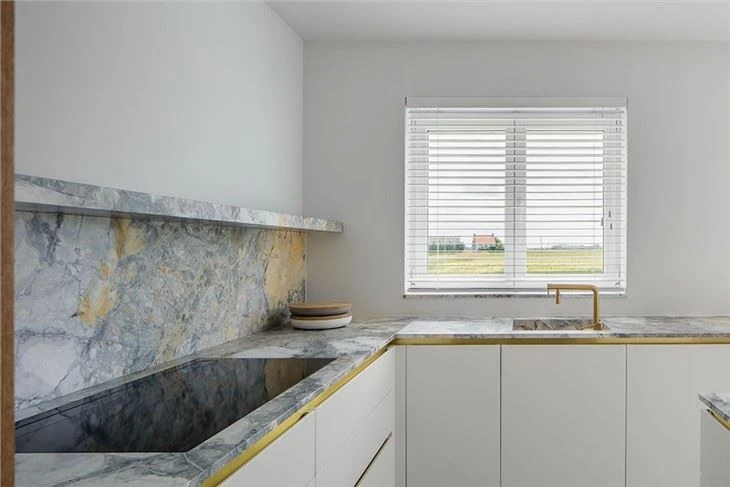Invisible Grey Gold Marble Kitchen